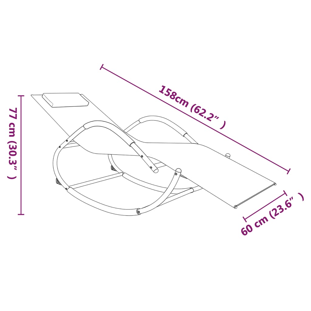 vidaXL Sun Lounger Rocking Steel and Textilene Black