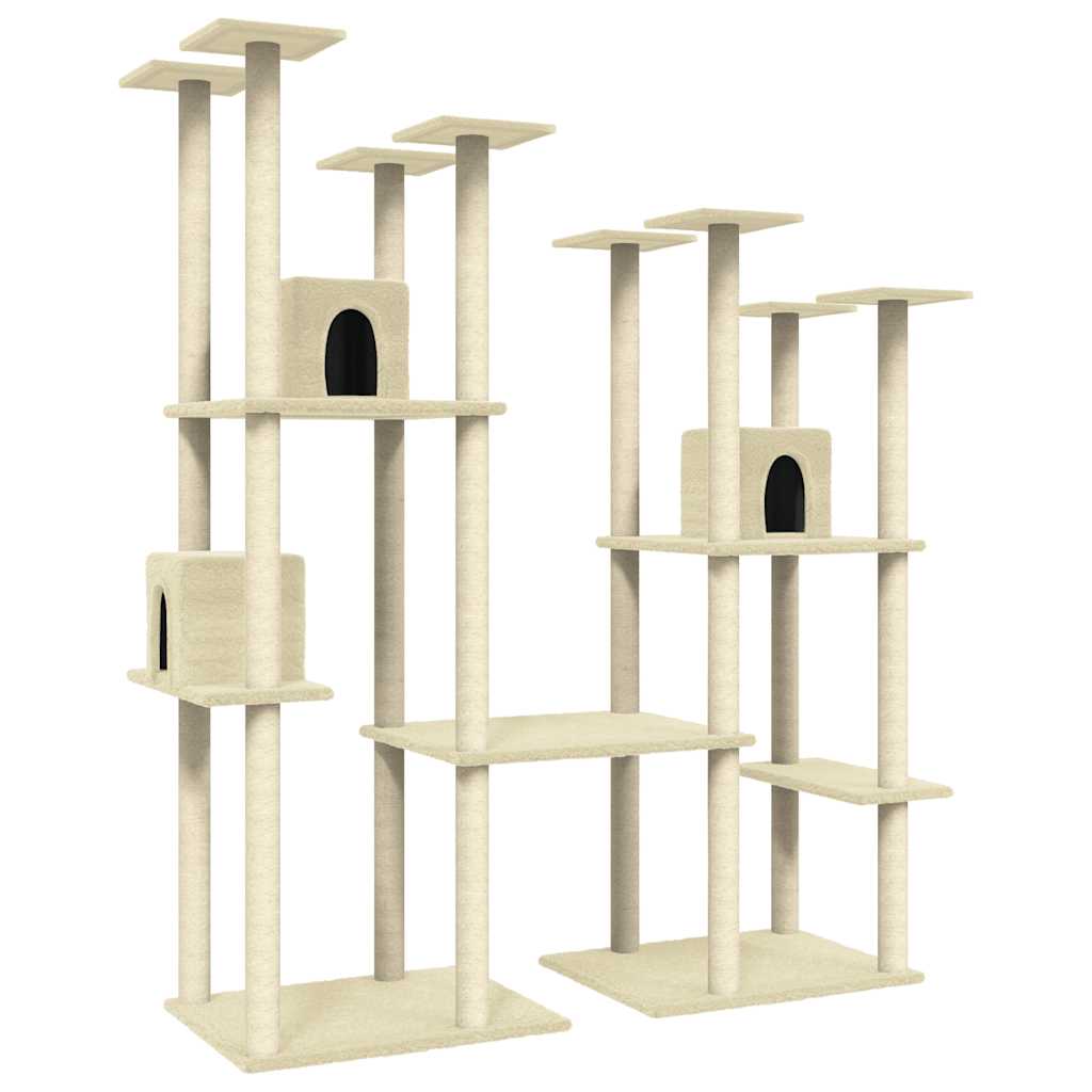 vidaXL Cat Tree with Sisal Scratching Posts 174 cm Cream