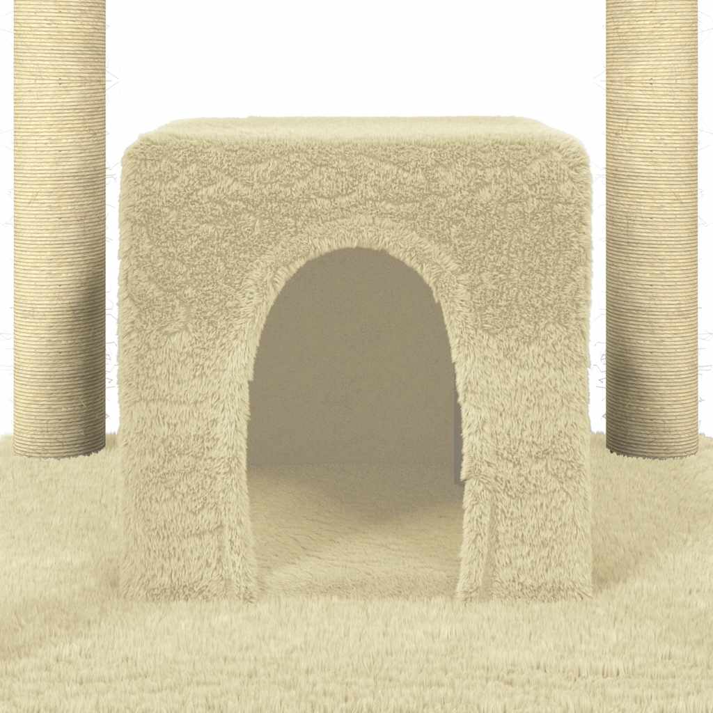 vidaXL Cat Tree with Sisal Scratching Posts 174 cm Cream