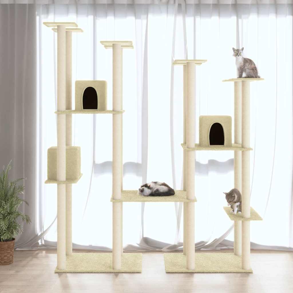 vidaXL Cat Tree with Sisal Scratching Posts 174 cm Cream