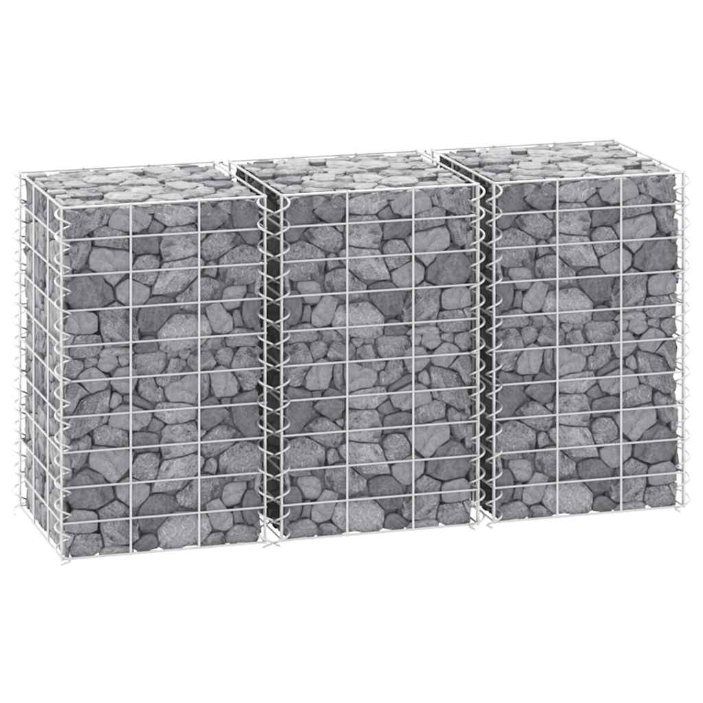 vidaXL Gabion plantenbakken 3 st verhoogd 30x30x50 cm ijzer