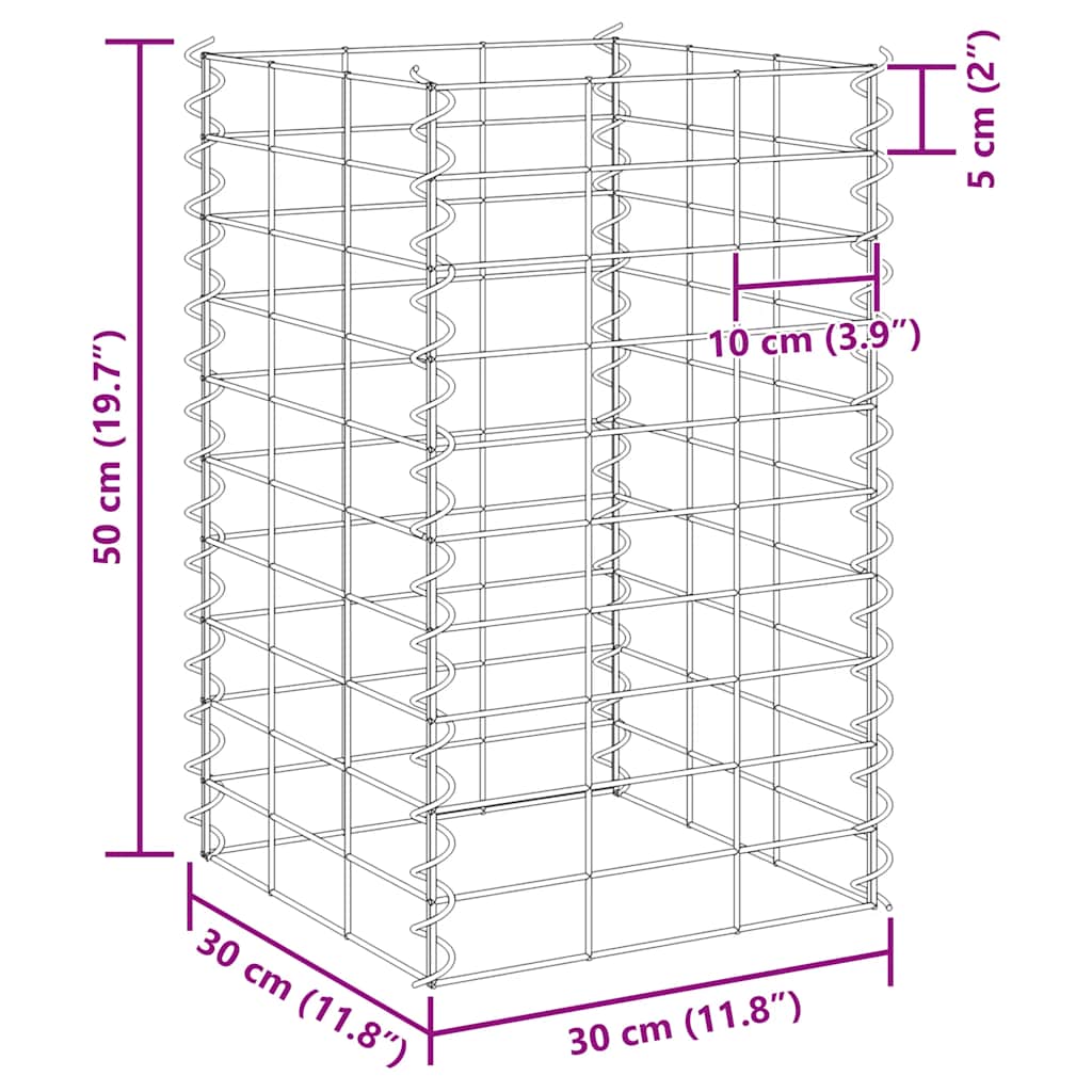 vidaXL Gabion plantenbakken 3 st verhoogd 30x30x50 cm ijzer