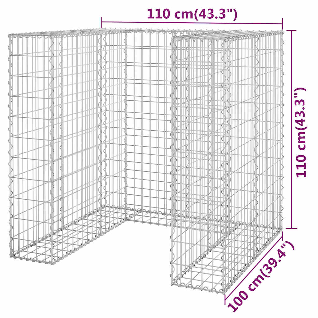 vidaXL Schanskorf voor container 110x100x110 cm gegalvaniseerd staal