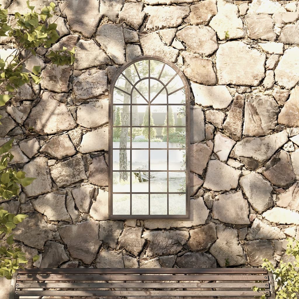 vidaXL Garden Mirror 90x45 cm Iron Sand-Colored