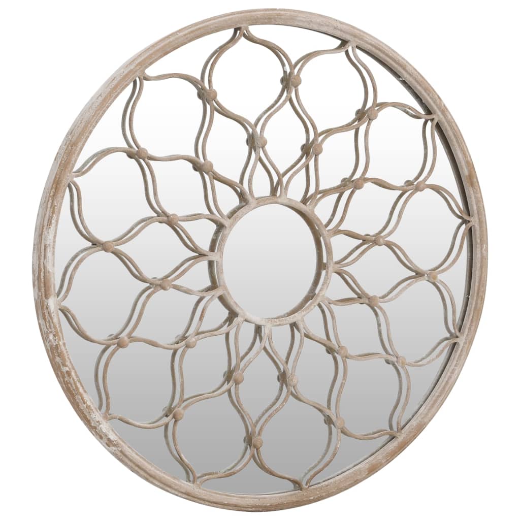 vidaXL Tuinspiegel rond 40x3 cm ijzer zandkleurig
