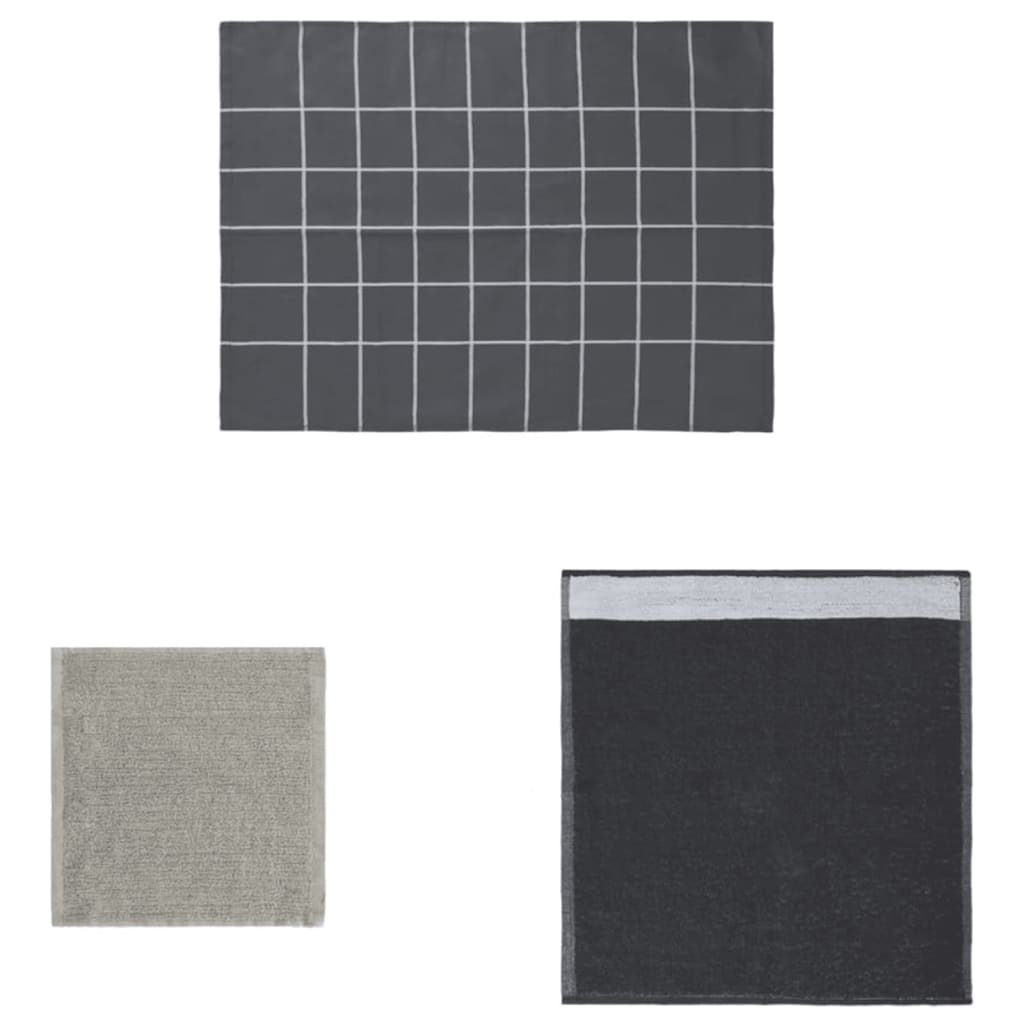 vidaXL 12-Piece Kitchen Towel Set Cotton Black