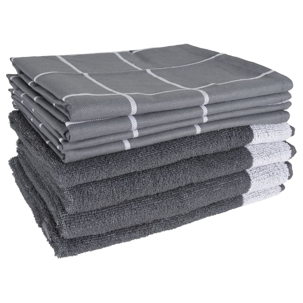 vidaXL 12-Piece Kitchen Towel Set Cotton Black