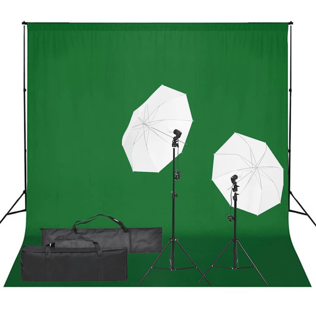 vidaXL Photo Studio Kit with Lighting Set and Backdrop