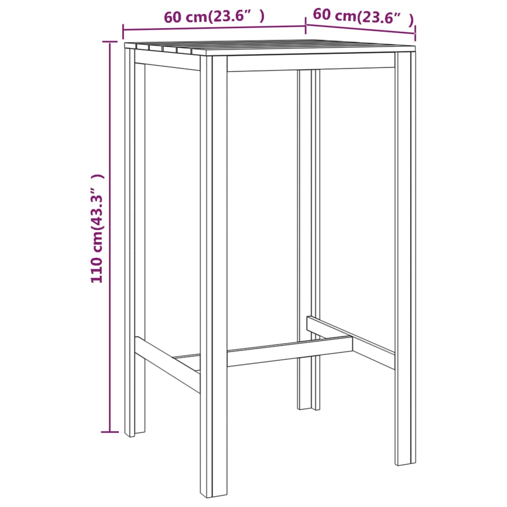 vidaXL Bartafel 60x60x110 cm geïmpregneerd grenenhout