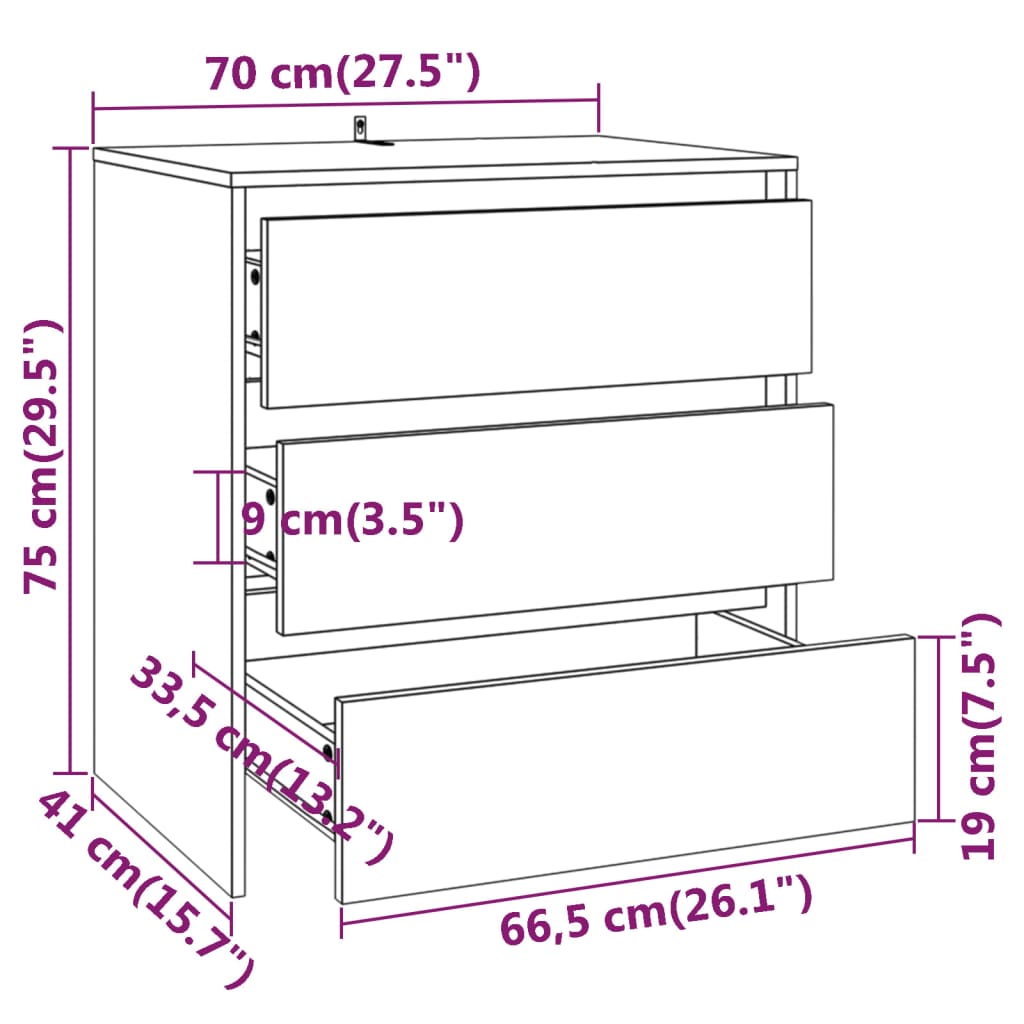 vidaXL Sideboard 70x41x75 cm engineered wood white