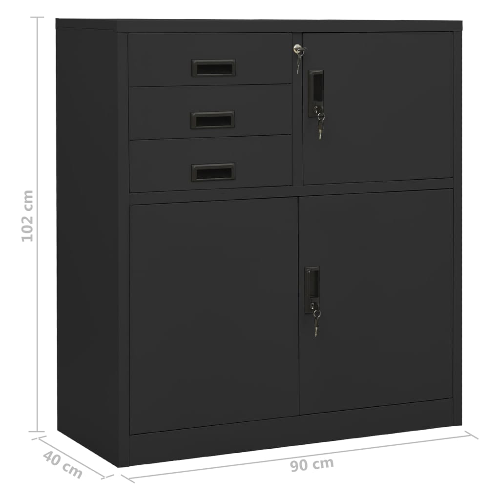 vidaXL Office Cabinet with Planter 90x40x125 cm Steel Anthracite