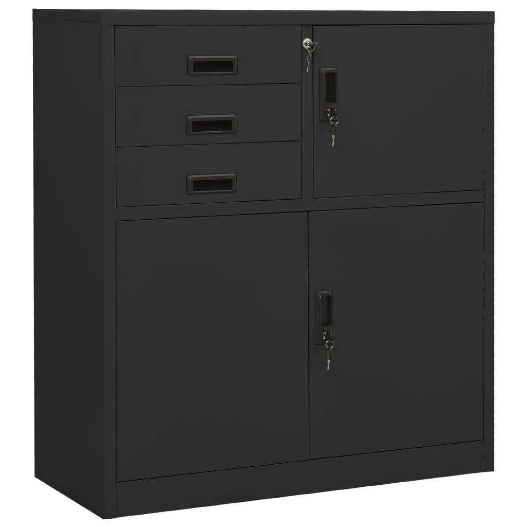 vidaXL Office Cabinet with Planter 90x40x125 cm Steel Anthracite