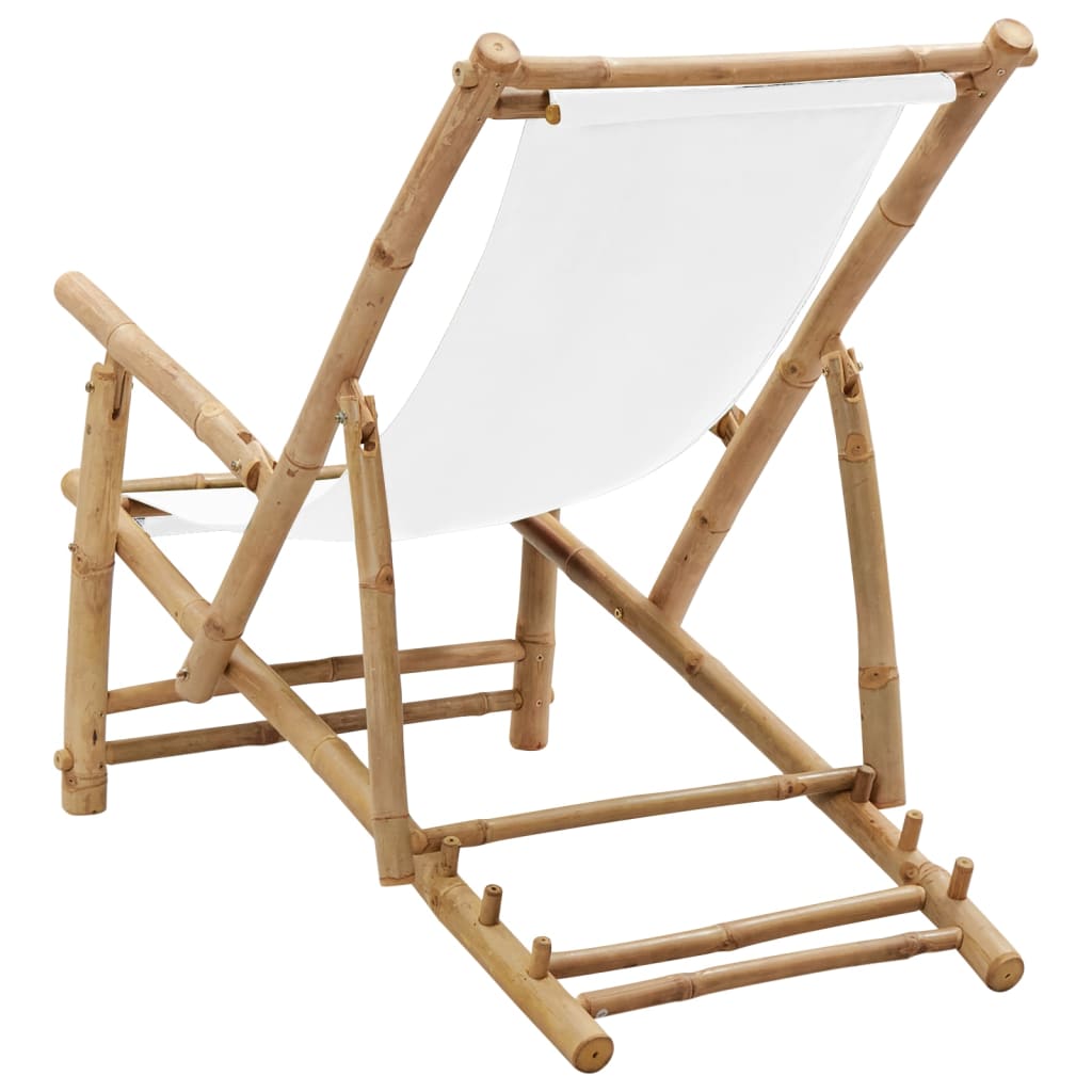 vidaXL Terrasstoel bamboe en canvas crèmewit