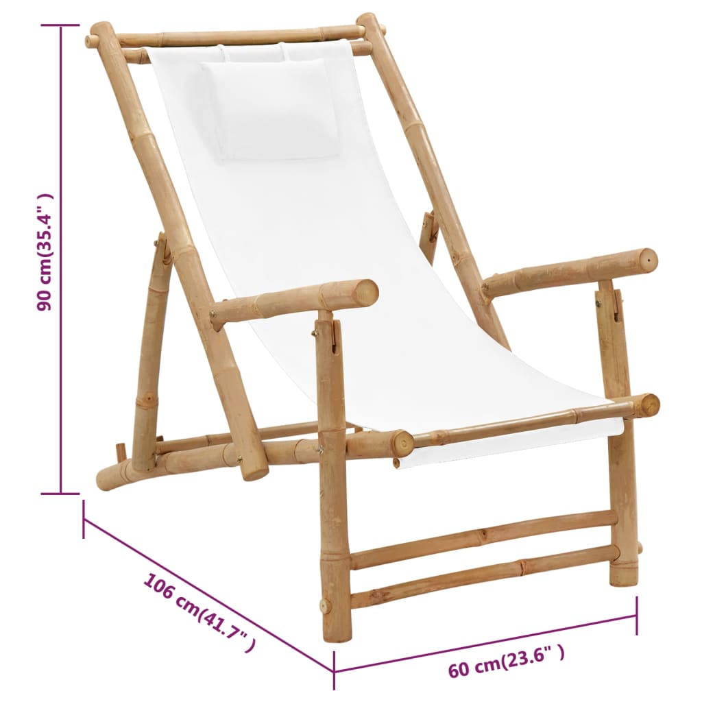 vidaXL Terrasstoel bamboe en canvas crèmewit