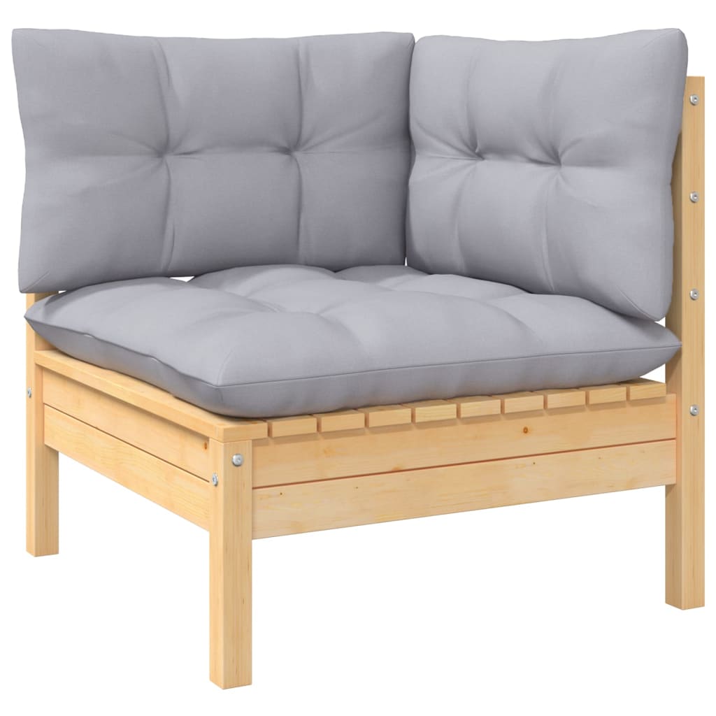 vidaXL 5-delige Loungeset met grijze kussens grenenhout