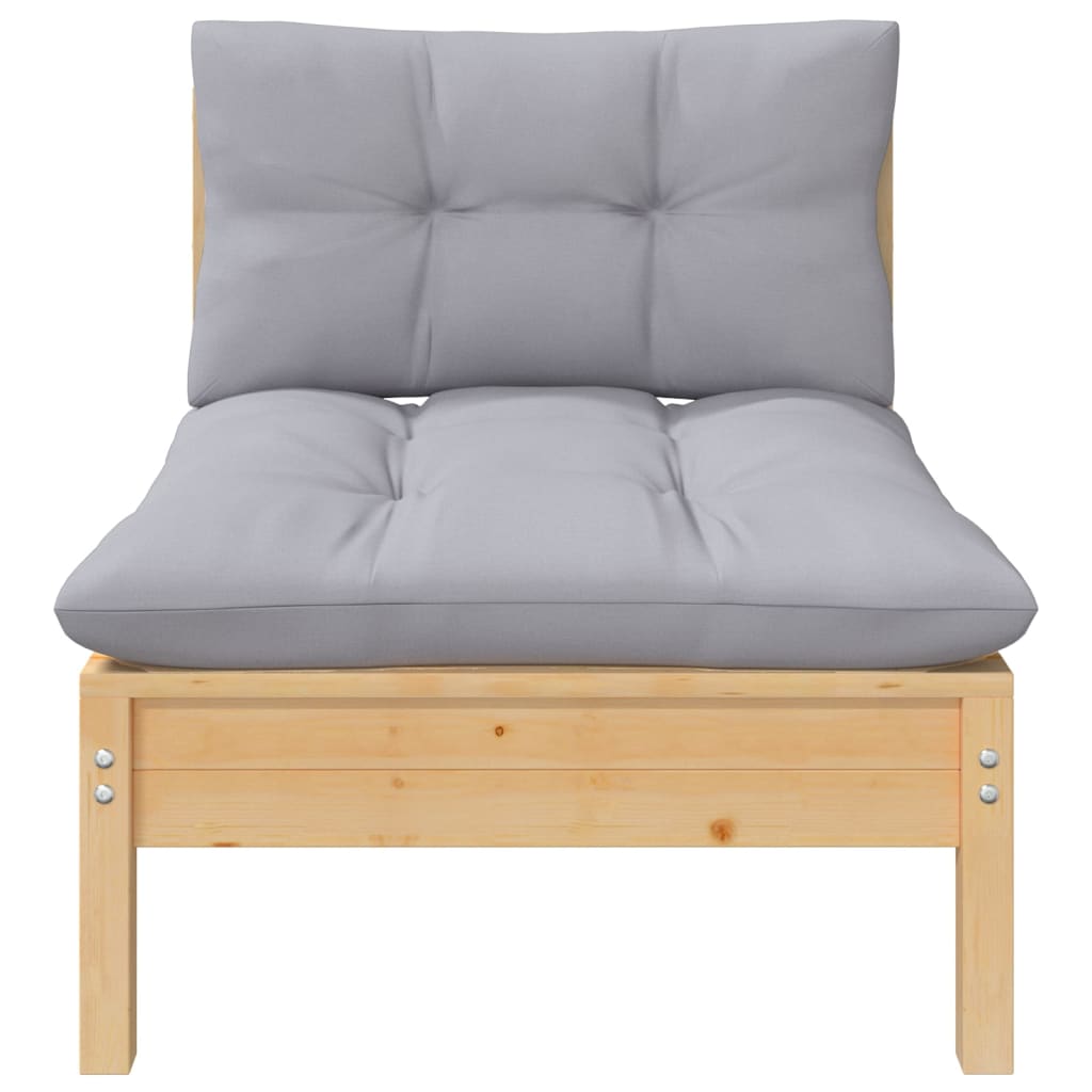 vidaXL 5-delige Loungeset met grijze kussens massief grenenhout