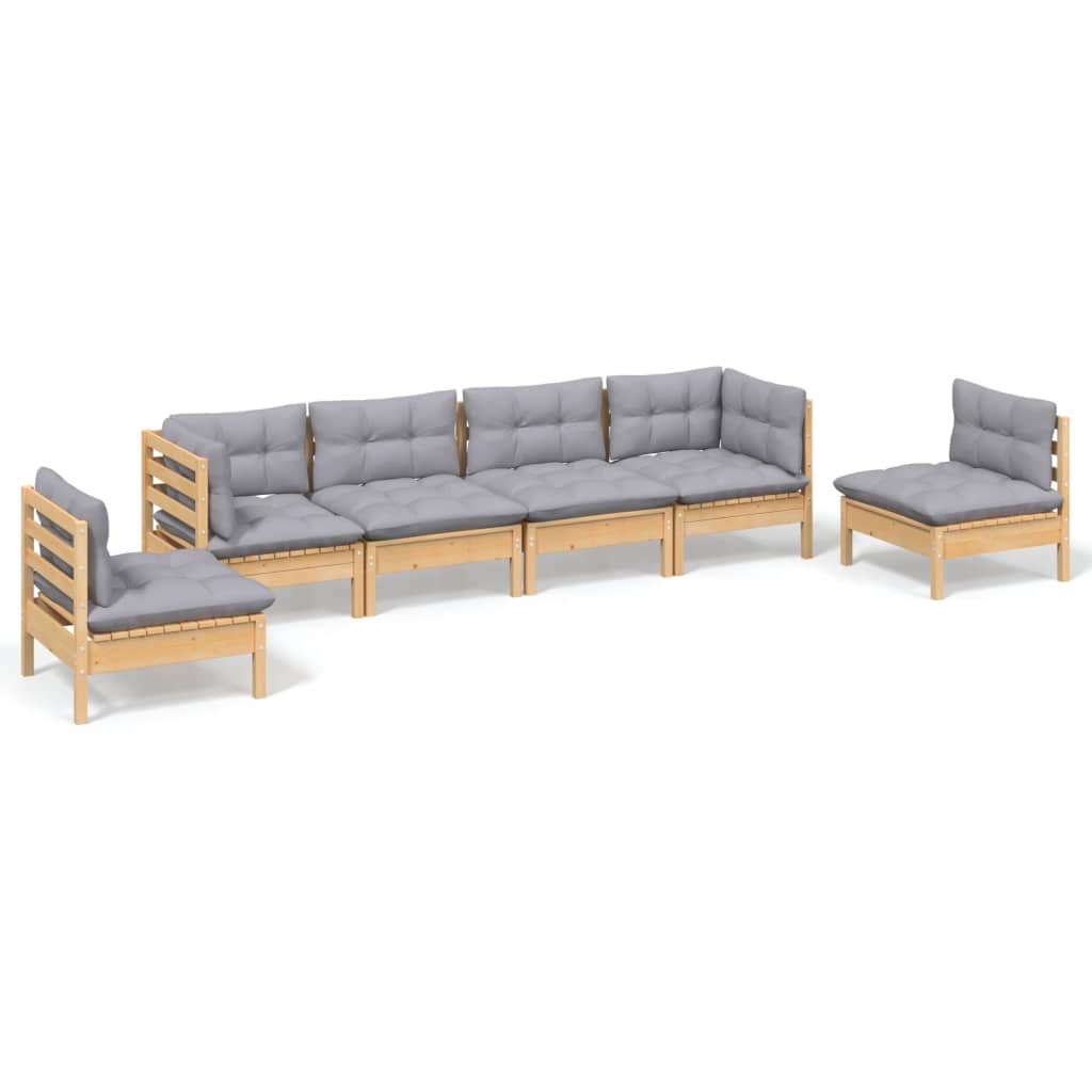 vidaXL Ensemble de salon 6 personnes avec des coussins gris à vert