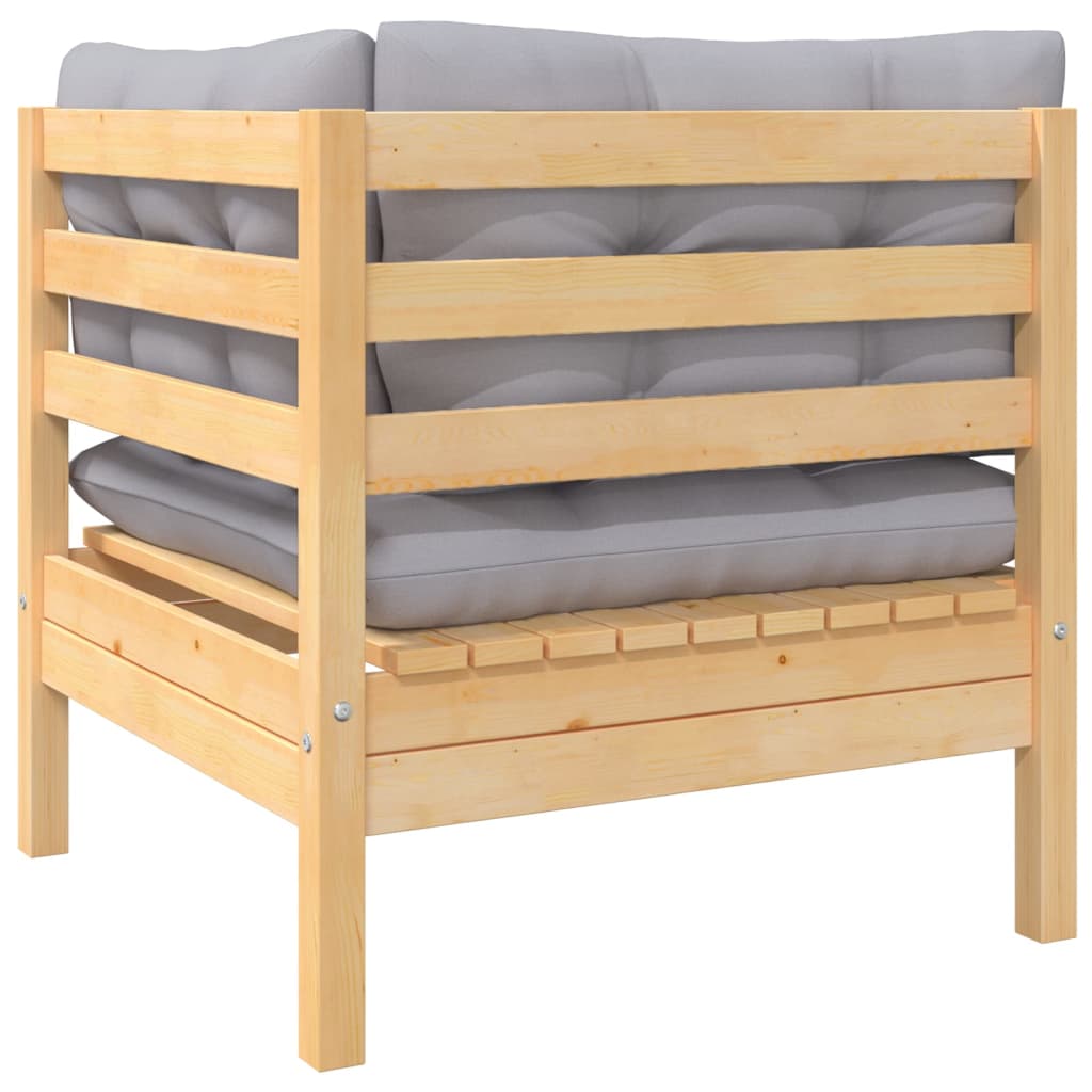 vidaXL Ensemble de salon 8 personnes avec des coussins gris massifs à Grenenhout