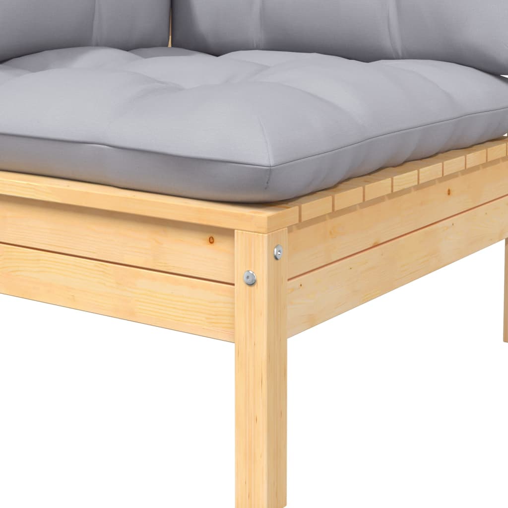 vidaXL Ensemble de salon 8 personnes avec des coussins gris massifs à Grenenhout