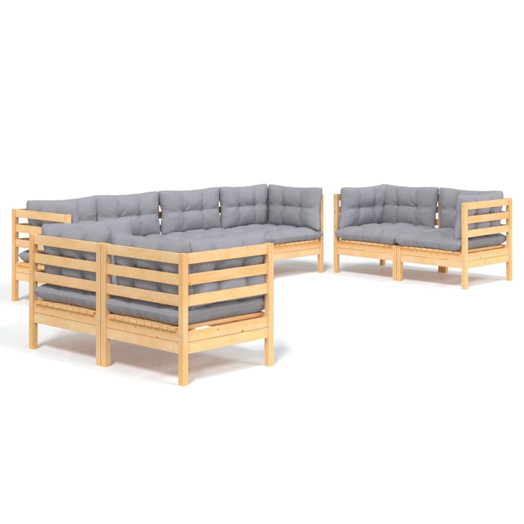 vidaXL Ensemble de salon 8 personnes avec des coussins gris à vert