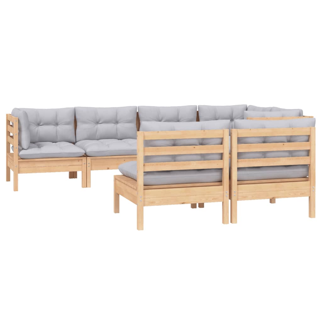 vidaXL Ensemble de salon 7 pièces avec des coussins gris à vert
