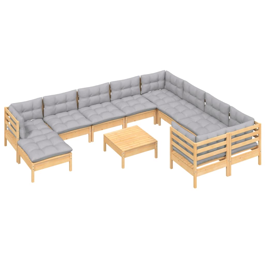 vidaXL Ensemble de salon 11 personnes avec coussins gris vert