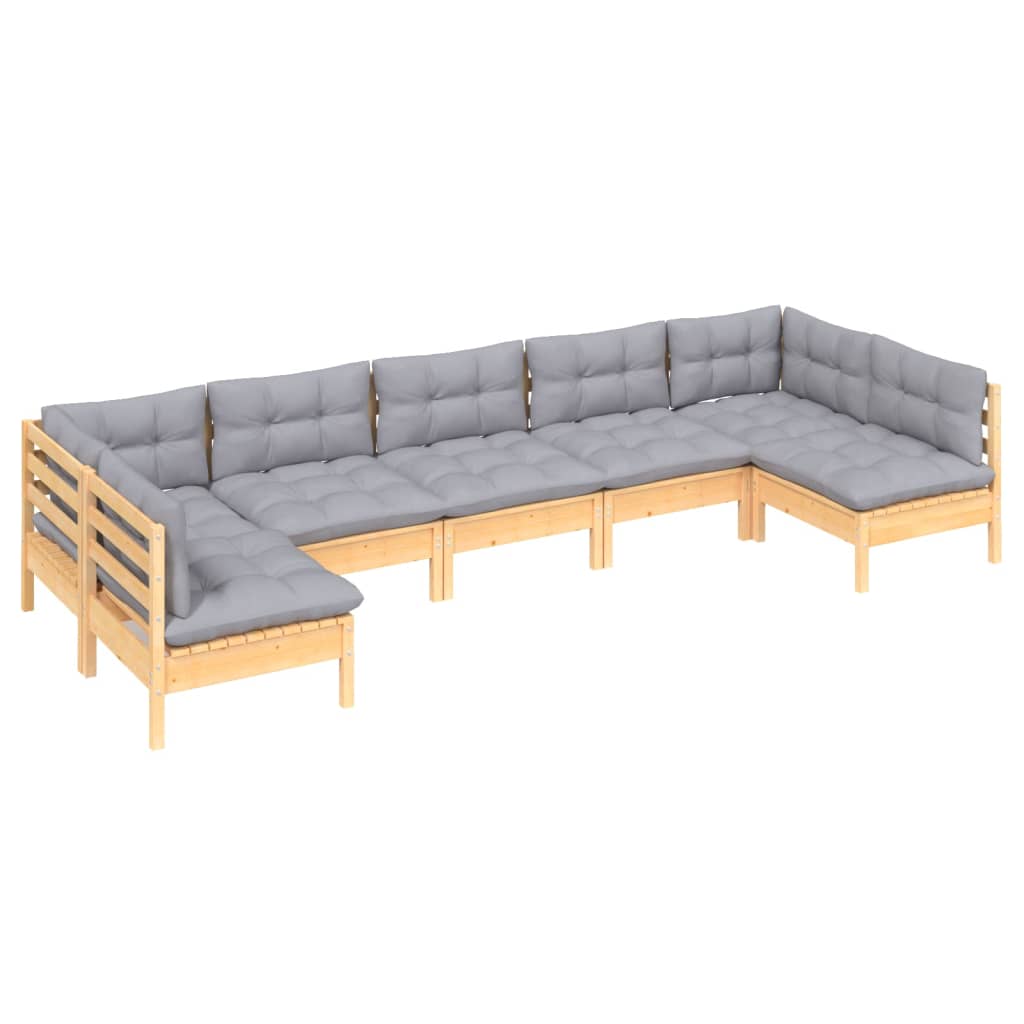 vidaXL Ensemble de salon 7 personnes avec des coussins gris massifs à Grenenhout