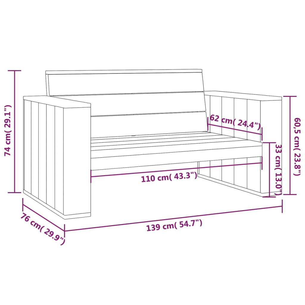 vidaXL Tuinbank 139 cm geïmpregneerd grenenhout