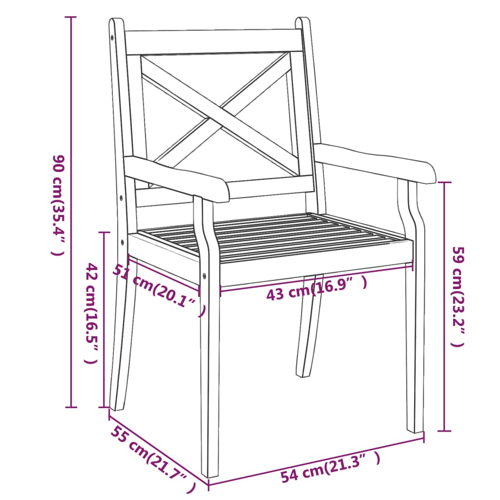 vidaXL Tuinstoelen 4 st massief acaciahout