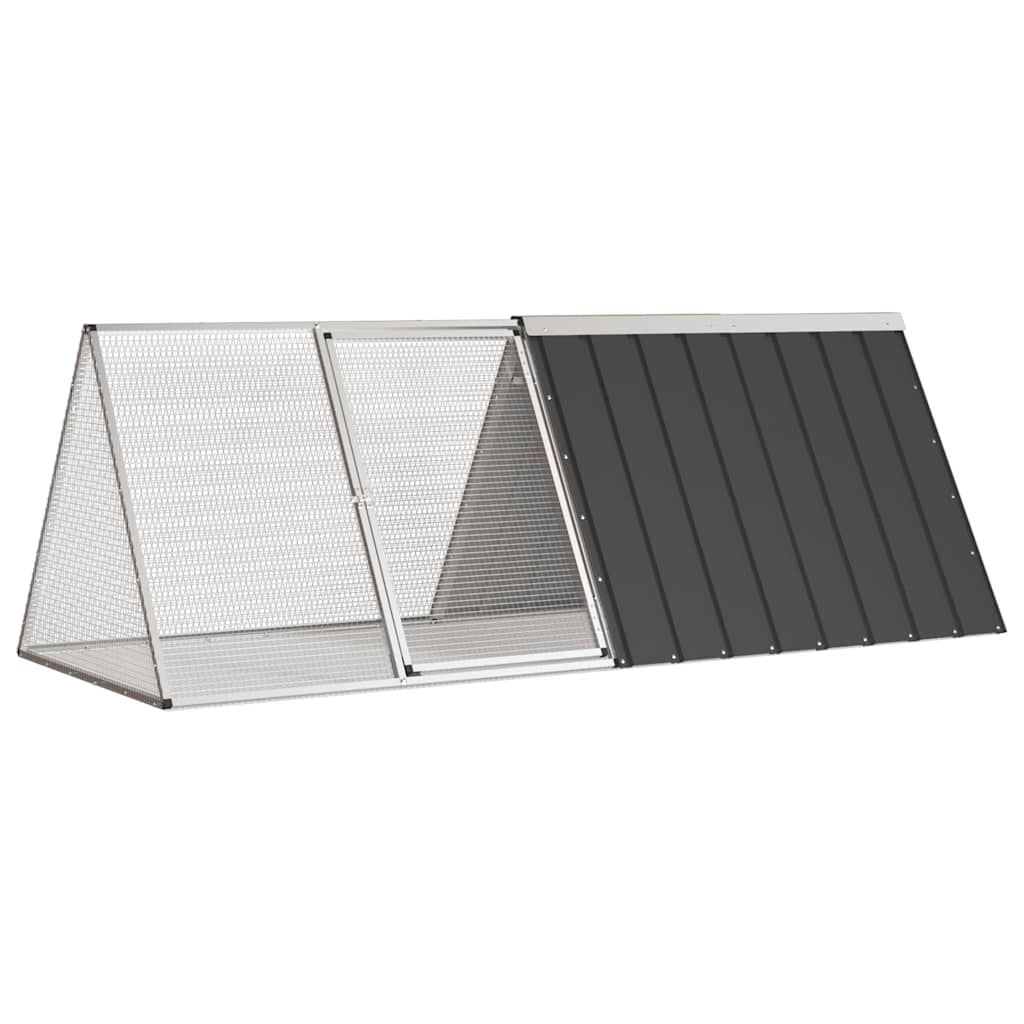 vidaXL Rabbit Hutch 201.5x80.5x71 cm galvanized steel anthracite
