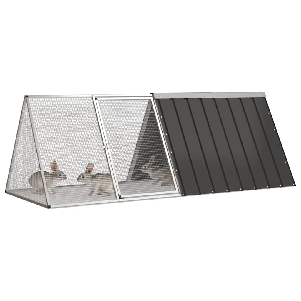 vidaXL Rabbit Hutch 201.5x80.5x71 cm galvanized steel anthracite