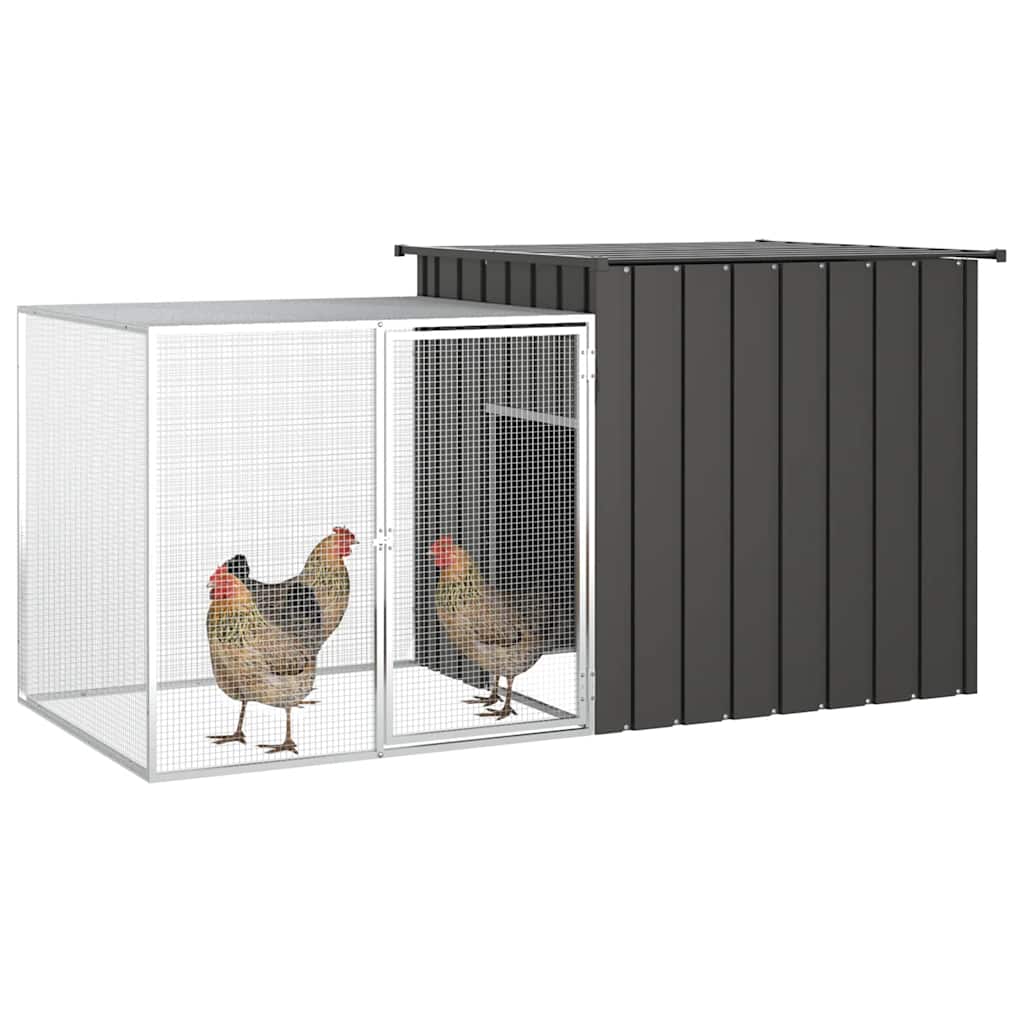 vidaXL Chicken Coop 200x91x100 cm Galvanized Steel Anthracite