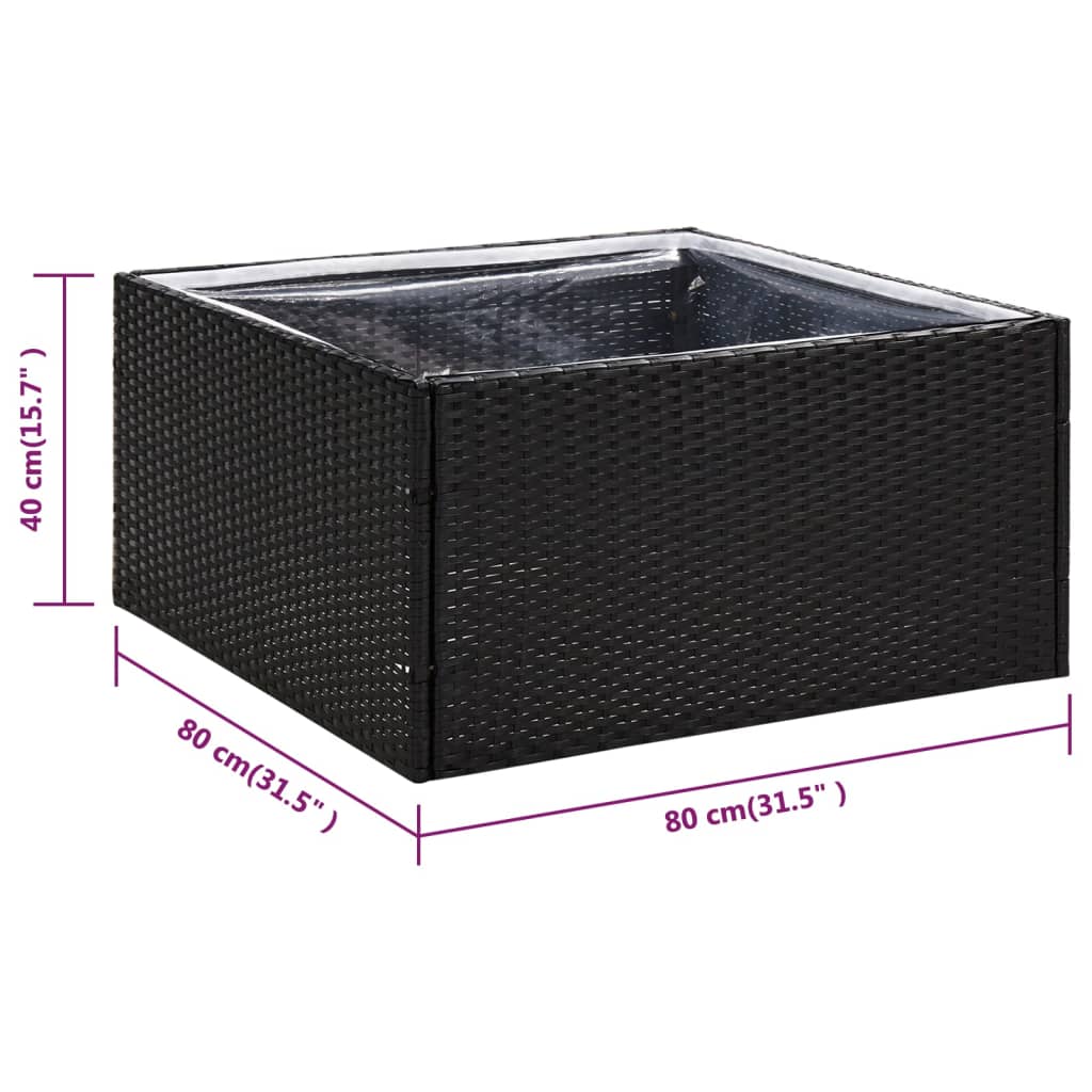 vidaXL Plantenbak 80x80x40 cm poly rattan zwart