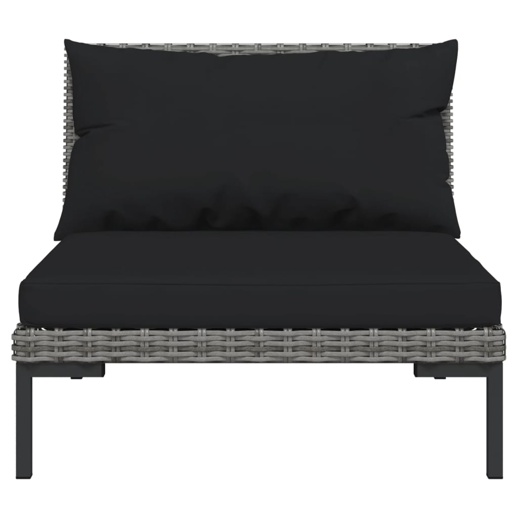 vidaXL 4-delige Loungeset met kussens poly rattan donkergrijs