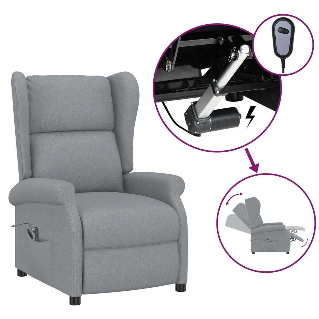 vidaXL Fauteuil elektrisch verstelbaar stof lichtgrijs