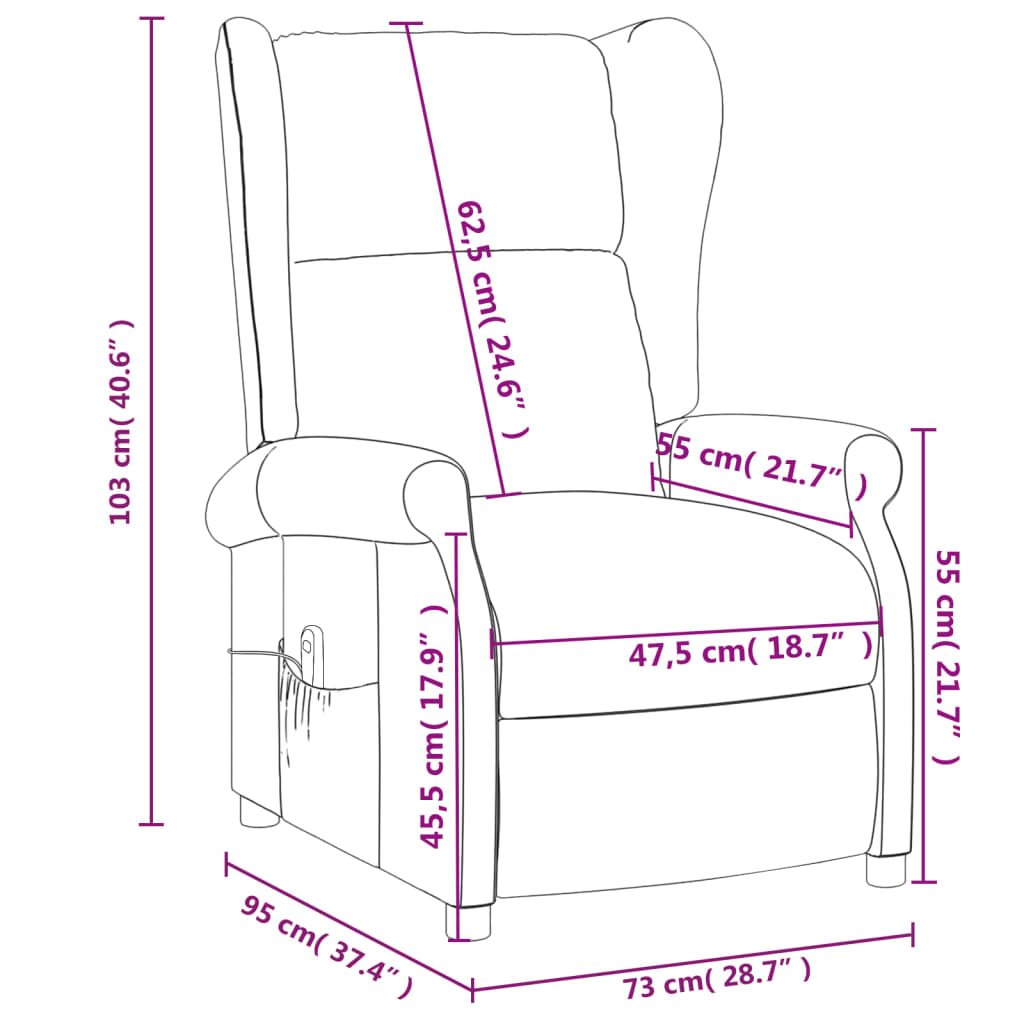 vidaXL Fauteuil elektrisch verstelbaar stof lichtgrijs