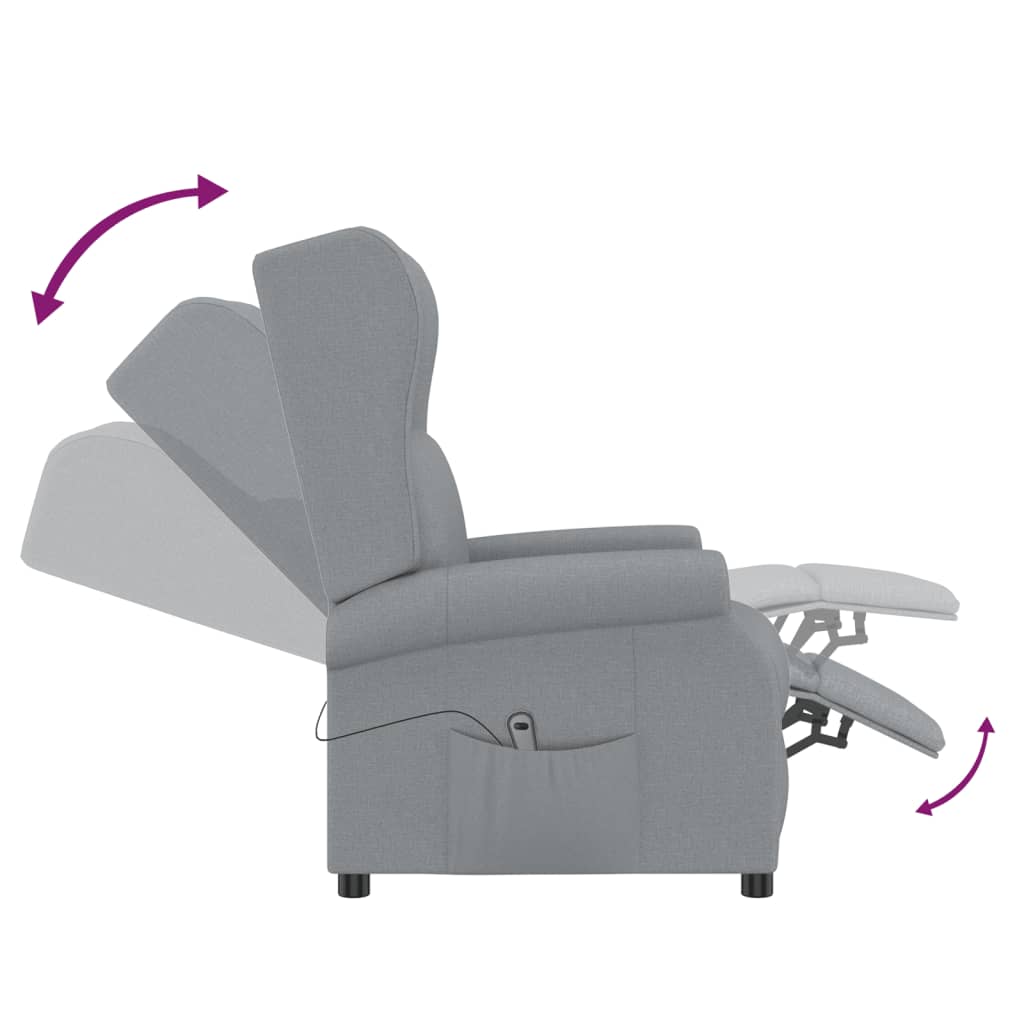 vidaXL Fauteuil elektrisch verstelbaar stof lichtgrijs