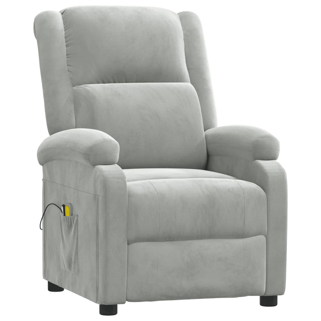 vidaXL Electric Massage Recliner Velvet Light Grey