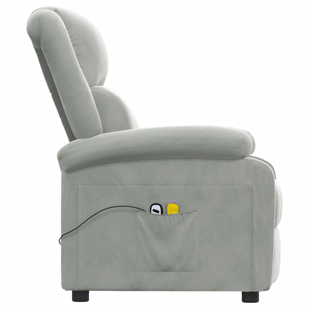 vidaXL Electric Massage Recliner Velvet Light Grey