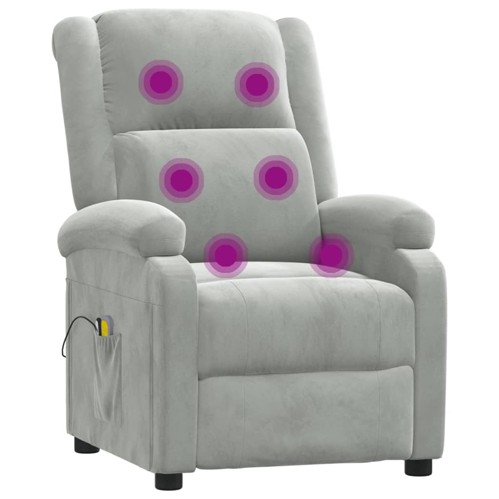 vidaXL Electric Massage Recliner Velvet Light Grey