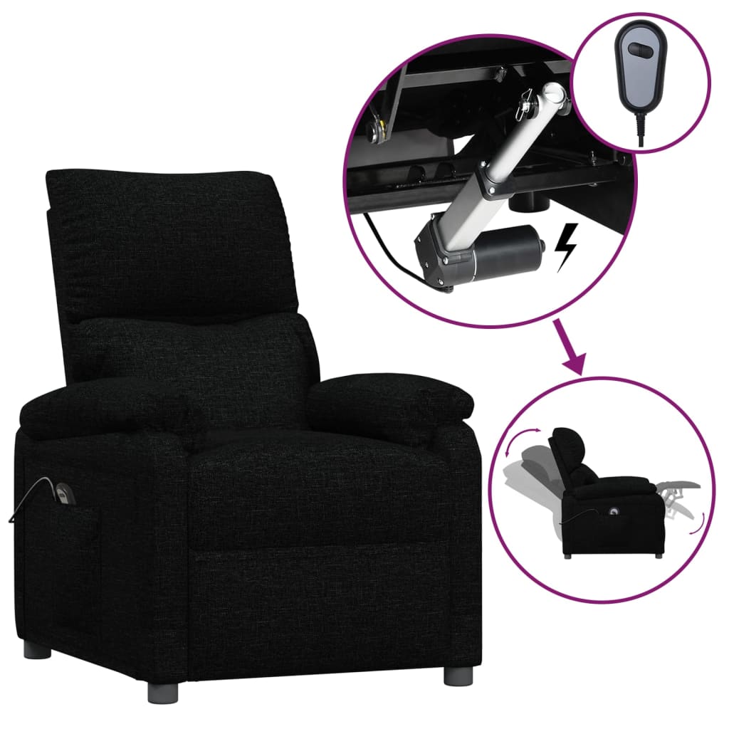 vidaXL Fauteuil verstelbaar elektrisch stof zwart
