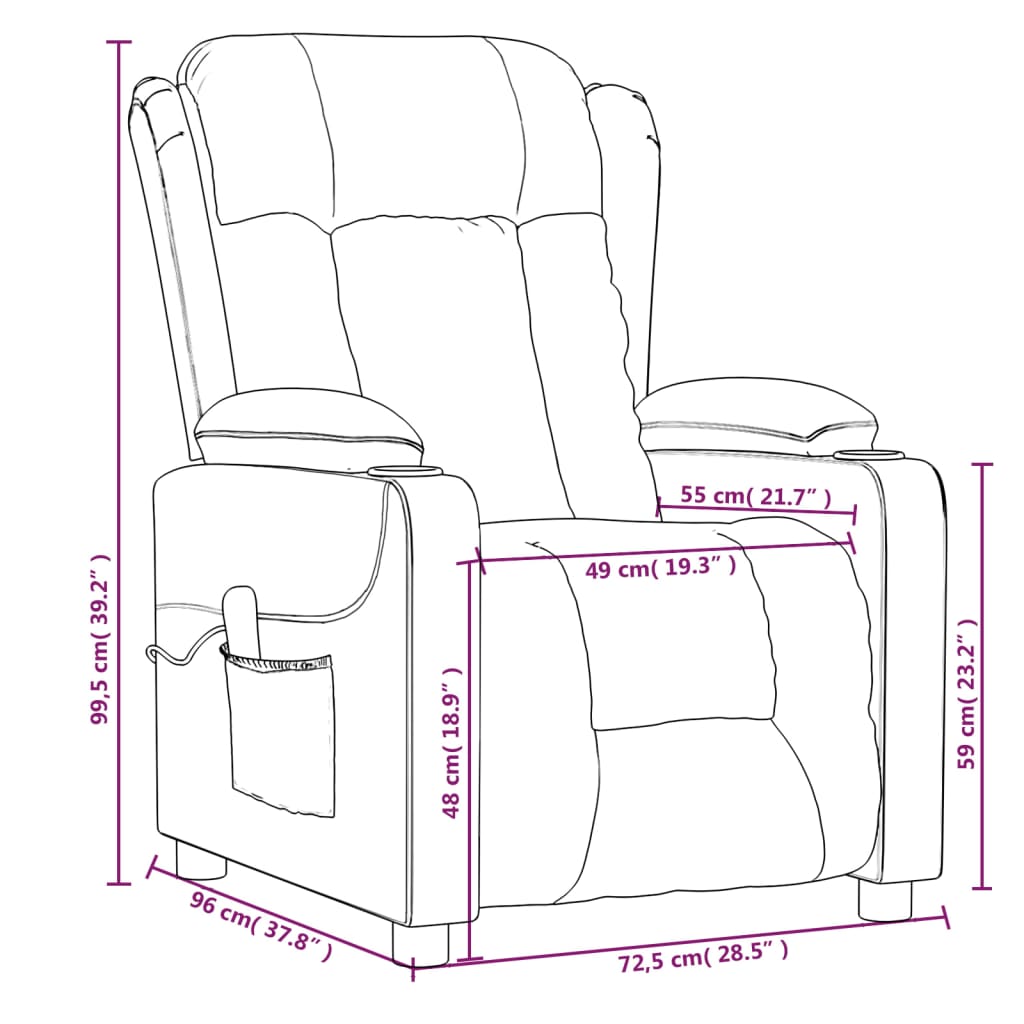 vidaXL Fauteuil elektrisch verstelbaar stof lichtgrijs