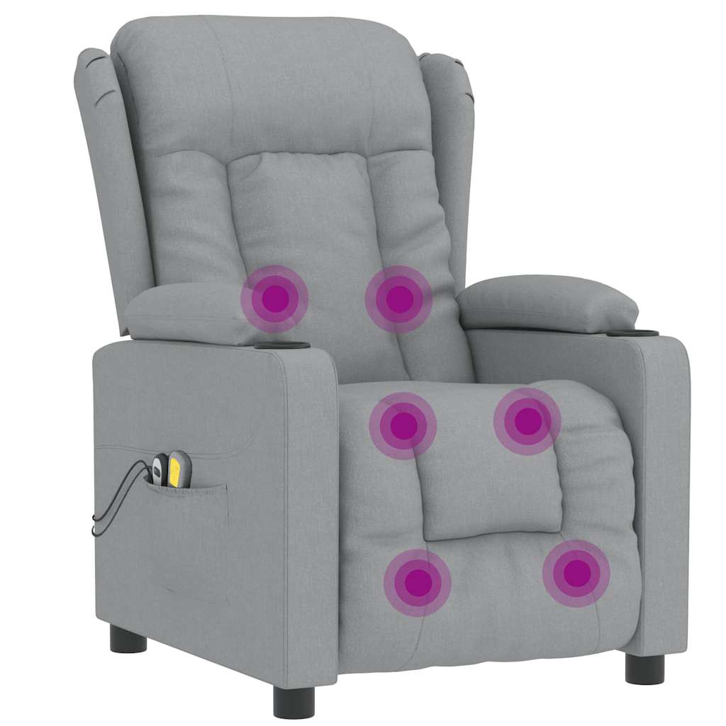 vidaXL Massagestoel elektrisch stof lichtgrijs