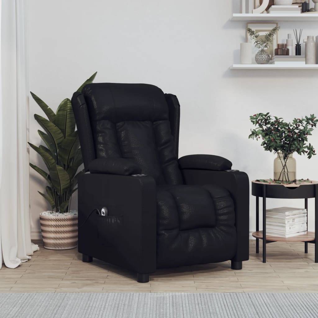 vidaXL Fauteuil elektrisch verstelbaar kunstleer zwart