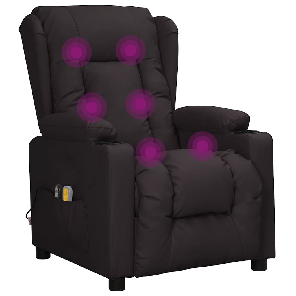 vidaXL Massagestoel elektrisch kunstleer zwart