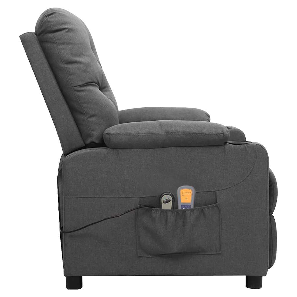 vidaXL Massagestoel elektrisch stof lichtgrijs
