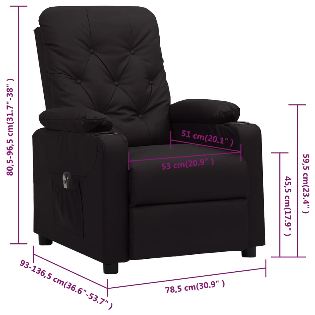 vidaXL Fauteuil elektrisch verstelbaar kunstleer zwart