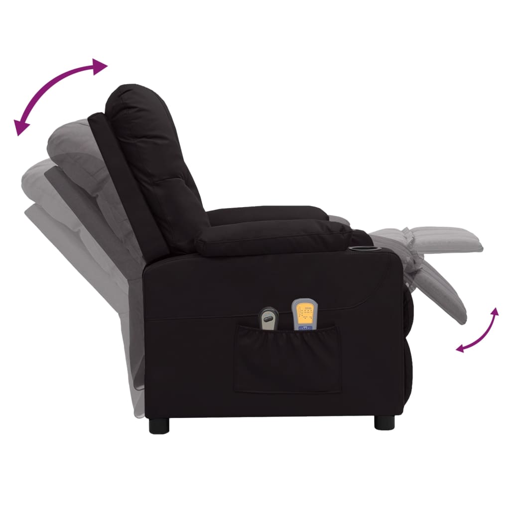 vidaXL Massagestoel elektrisch kunstleer zwart