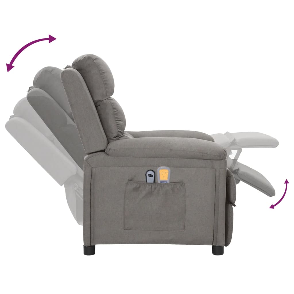 vidaXL Massagestoel elektrisch stof lichtgrijs