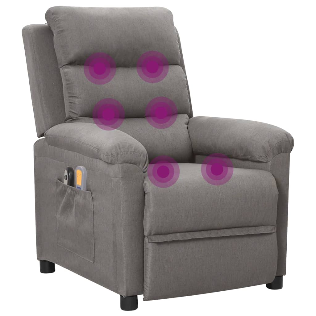vidaXL Massagestoel elektrisch stof lichtgrijs